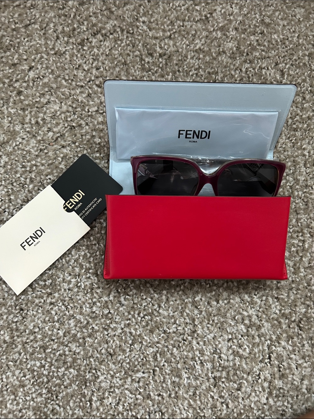 Fendi Women's Red Frame Sunglasses with Red Case